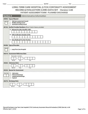 Fillable Online Long Term Care Hospital Ltch Continuity Assessment