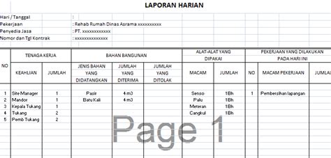 KUMPULAN FILE LAPORAN PROYEK HARIAN MINGGUAN DAN AKHIR 0 | The Best ...