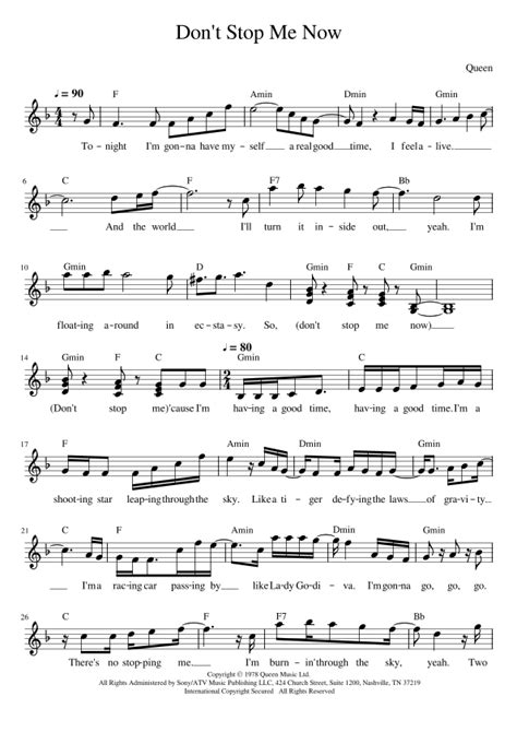 Dont Stop Me Now Arr Jack Vaughan By Queen Sheet Music For Piano Vocal And Guitar Chords At