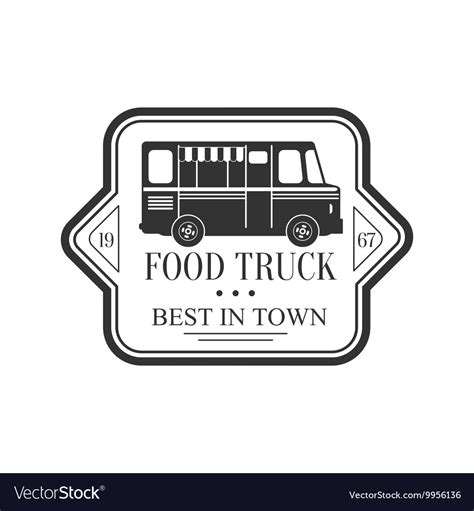 Best In Town Food Truck Label Design Royalty Free Vector