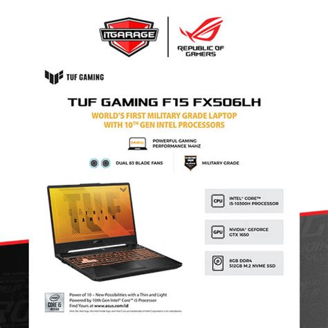 Jual Asus Tuf F15 Fx506lhb I565b6t O11i5 10300h8g512ggtx1650 4g Kota Medan It Garage