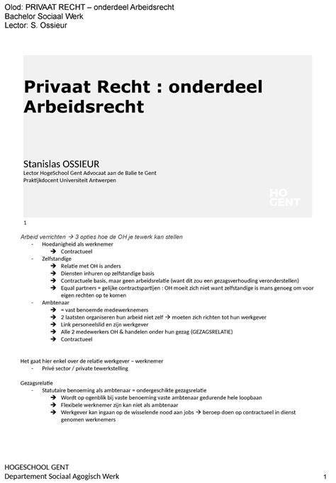 Privaat Recht Onderdeel Arbeidsrecht 2022 2023 1 Arbeid Verrichten