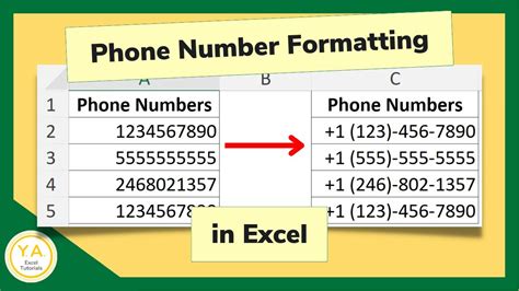 How To Format Phone Numbers In Excel Tutorial Youtube