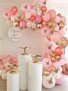 Amazon 150pcs Rose Gold Pink Butterfly Balloon Garland Arch Kit