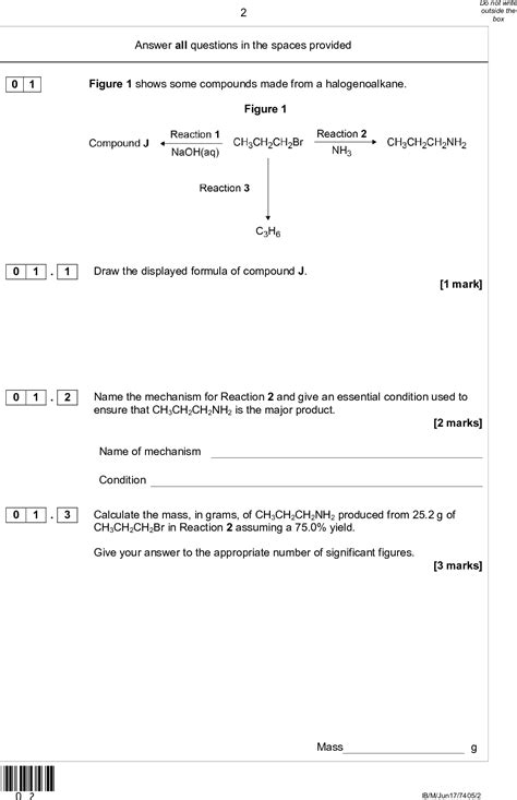 June 2017 QP Paper 2 AQA Chemistry A Level 1 0