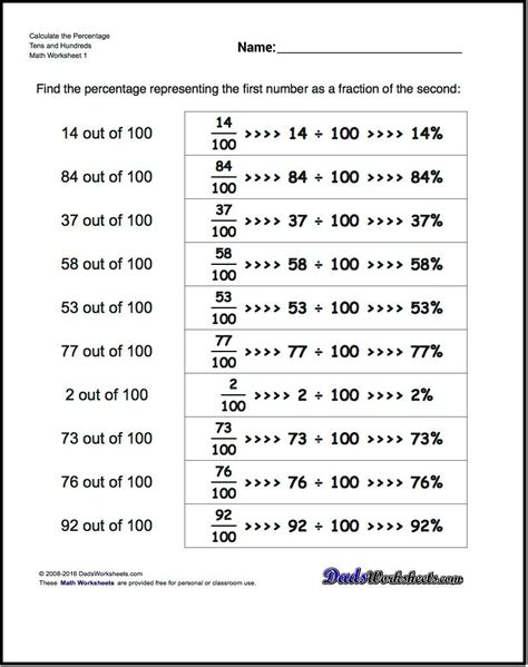 Finding Percents Worksheets