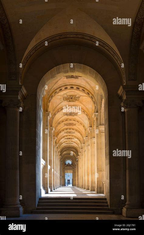 Hallway To The Pyramid And Courtyard At The Louvre In Paris France