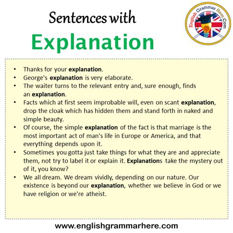 Sentences With Explanation Explanation In A Sentence In English Sentences For Explanation