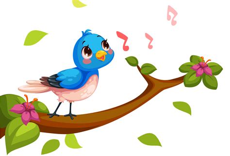 Cute Nightingale Singing Cartoon Vector Art At Vecteezy