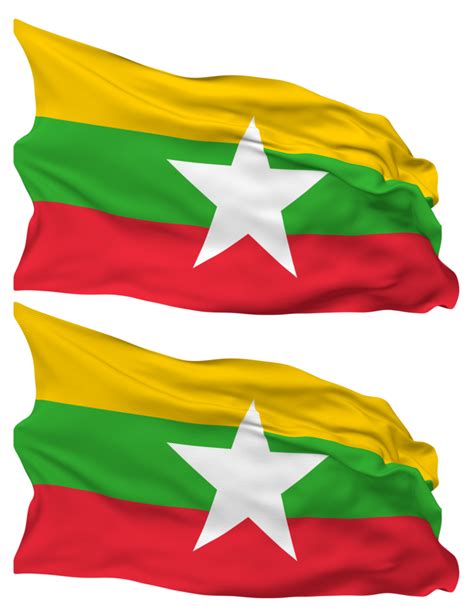 Myanmar Birmania Bandera Olas Aislado En Llanura Y Bache Textura Con