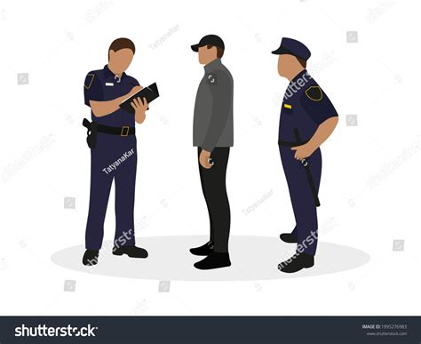 Two Police Officers Uniform Male Character เวกเตอร์สต็อก ปลอดค่า