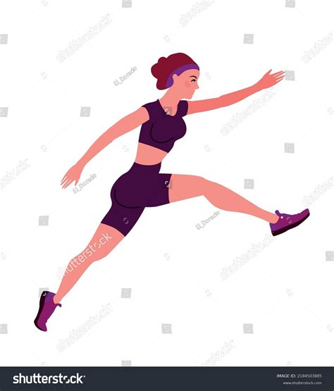Woman Running Jumping Girl On Morning Stock Vector Royalty Free