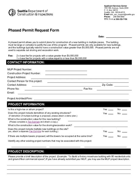 Fillable Online Seattle DCI Form Phased Permit Application Form Fax