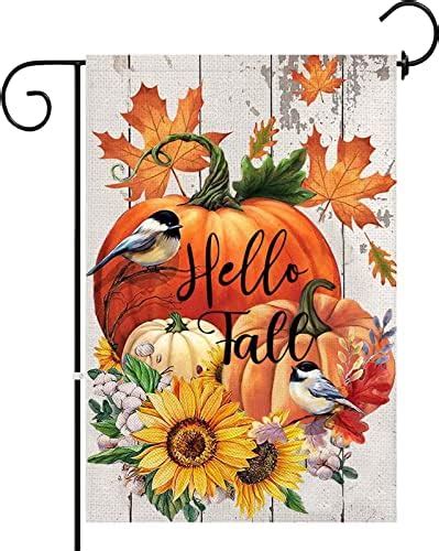 Amazon Fall Garden Flag 12x18 Inch Double Sided Hello Autumn