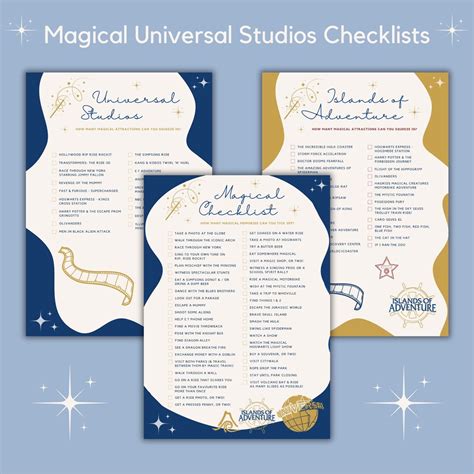 Universal Studios Checklist. Printable Digital Download - Etsy