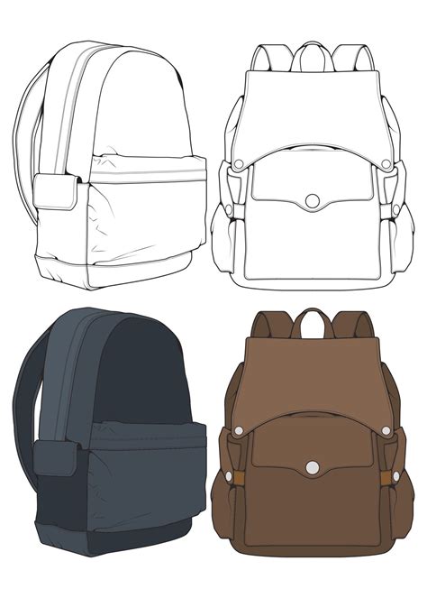 Set Of Vector Backpacks Illustration Backpacks For Students