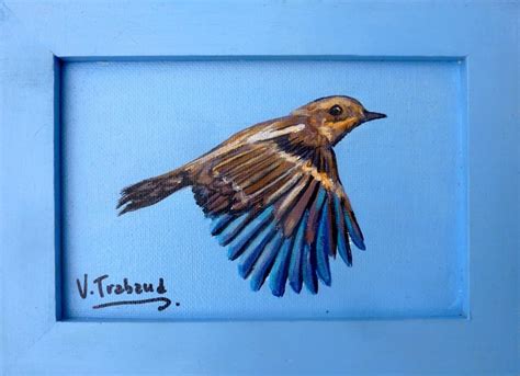 Virginie TRABAUD Artiste Peintre Peinture Petit Oiseau En Vol Acrylique