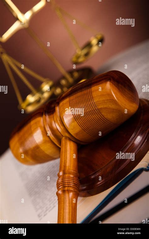 Law Theme Mallet Of Judge With Justice Scale Stock Photo Alamy