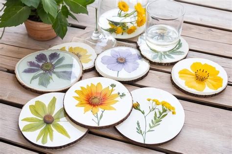 Premium Ai Image Diy Botanical Pressed Flower Coasters For Natural Decor