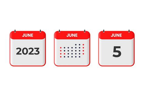 June 5 Calendar Design Icon 2023 Calendar Schedule Appointment