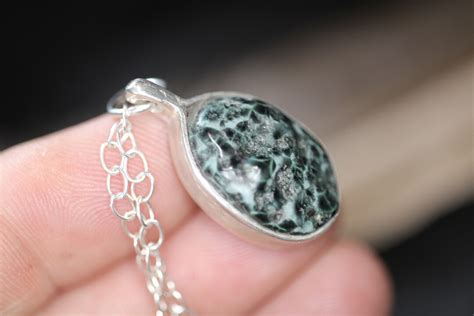 Isle Royale Greenstone Sterling Silver Pendant Inlay Necklace Etsy