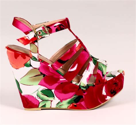 Red Floral Wedges Red Wedge Sandals With Stunning Floral Design If You