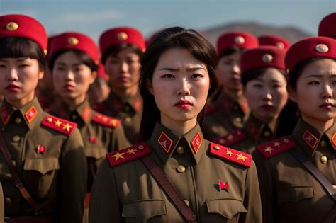 Premium Photo | Group of North Korean female soldiers