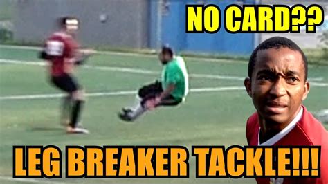 Violent Two Footed Tackle To Breaking Players Legs Ref Says No Foul