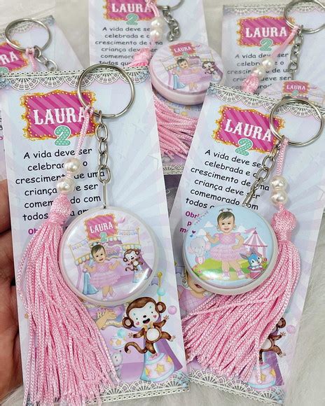 Chaveiros Dupla Face Circo Rosa Produtos Personalizados No Elo