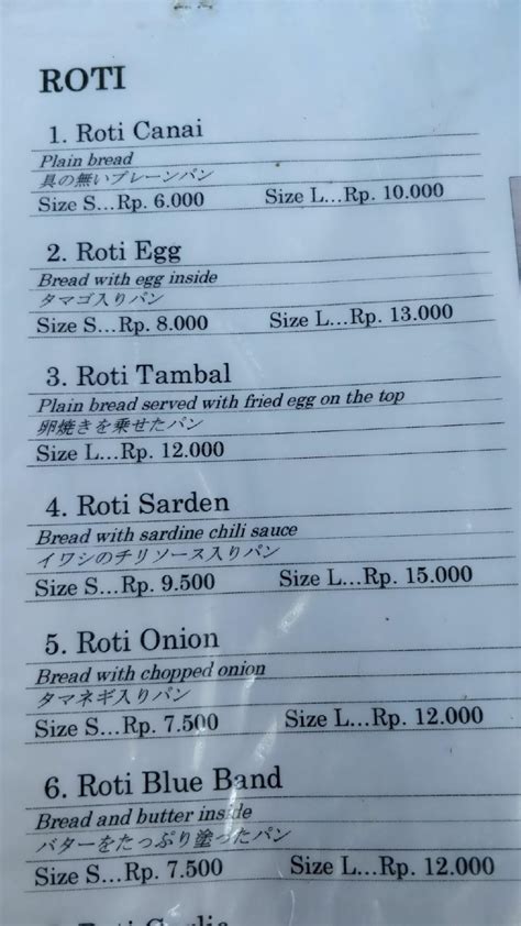 Menu At Roti Canai Dan Teh Tarik Restaurant Denpasar