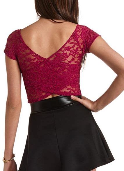 Charlotte Russe Short Sleeve Lace Crop Top Charlotte Russe