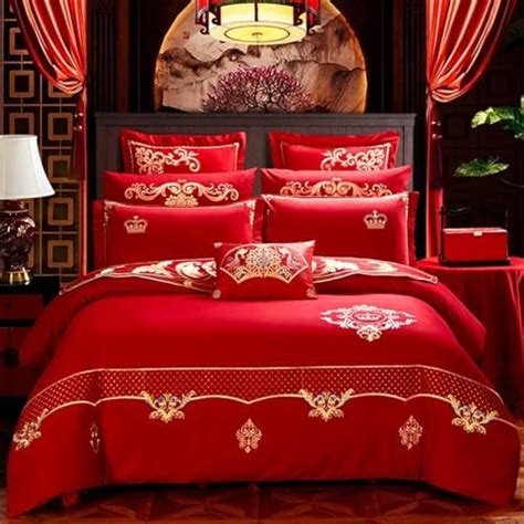 Chinese Traditional Red Bed Sheet Wedding Bedding Sets