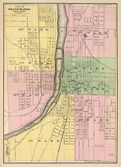 Grand Rapids Map Antique Map Vintage Map Of Grand Rapids Print On