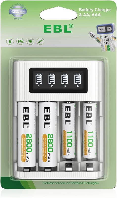 Ebl Lcd Chargeur De Piles Rapide Avec Pcs Piles Rechargeables Aa Et