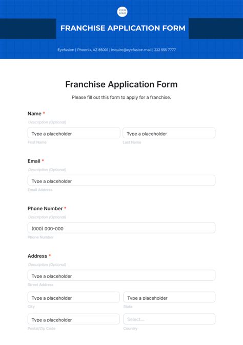 Free Franchise Application Form Template To Edit Online