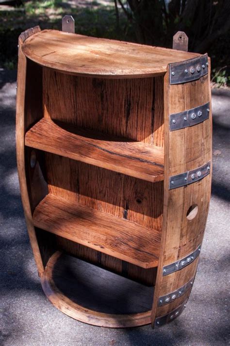 Bourbon Barrel And Reclaimed Barn Wood Shelf Etsy Barrel Decor