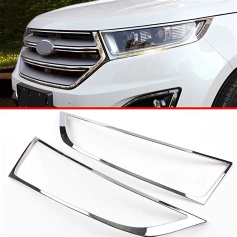 Abs Chrome Headlight Lamp Cover Trim For Ford Edge In