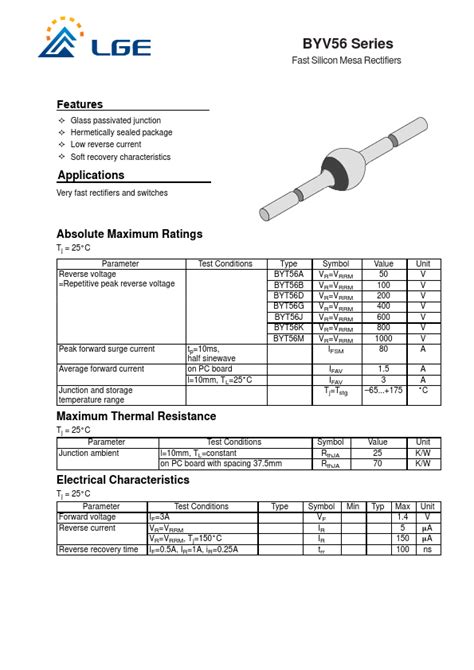 Byv M Datasheet Fast Silicon Mesa Rectifiers