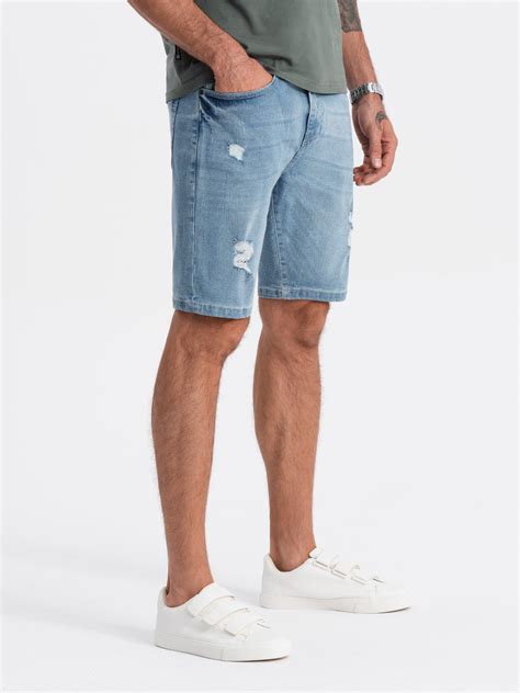 Men S Denim Short Shorts With Holes Light Blue V Om Srds