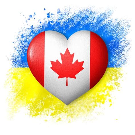 Premium Photo Flags Of Ukraine And Canada Heart Color Of The Flag