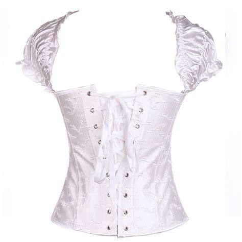 White Stripped Lace Overbust Corset S Xxl Mh Nanbin Waist Trainer