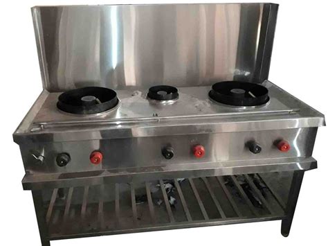 Lpg Gas Three Burner Chinese Cooking Range For Commercial Number Of