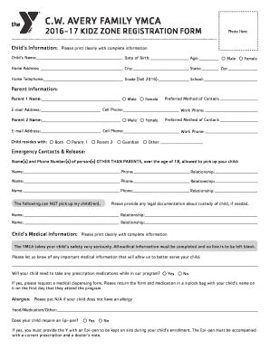 Fillable Online Jolietymca Avery Kz Registration Form Pg Fax Email