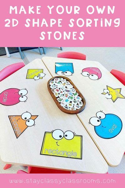 2d Shape Sorting Stones Printables Stay Classy Classrooms Shapes Preschool Shape Activities