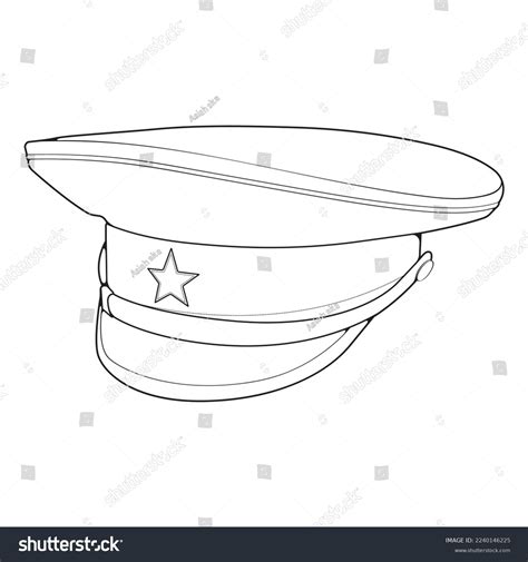 Outline Military Cap Vector Illustration Isolated Stock Vector Royalty