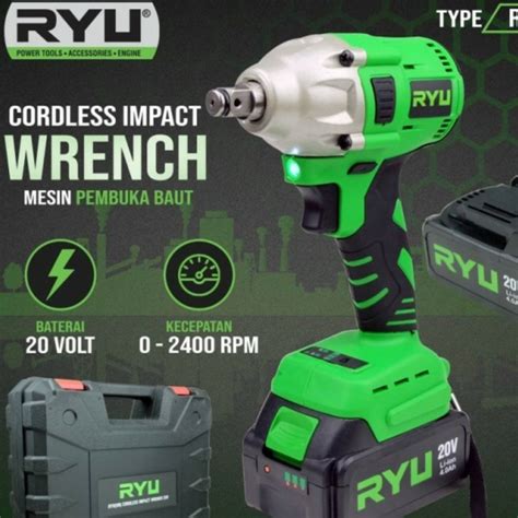 Jual Mesin Cordless Impact Wrench Brushless Mesin Buka Baut Ryu Rcw V