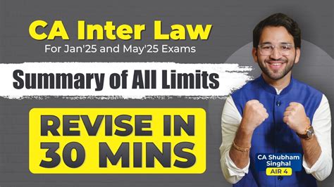 CA Inter Law All Limits Revision CA Shubham Singhal AIR 4 The