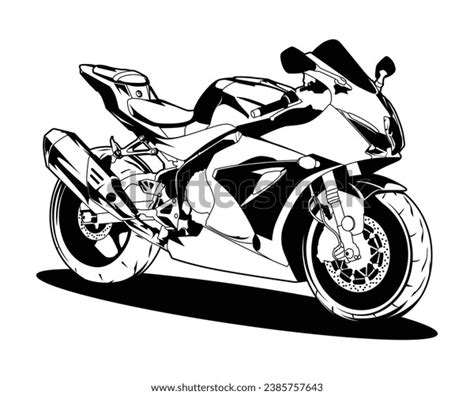 Motorcycle Big Bike Super Bike Drawing Stock Vector Royalty Free