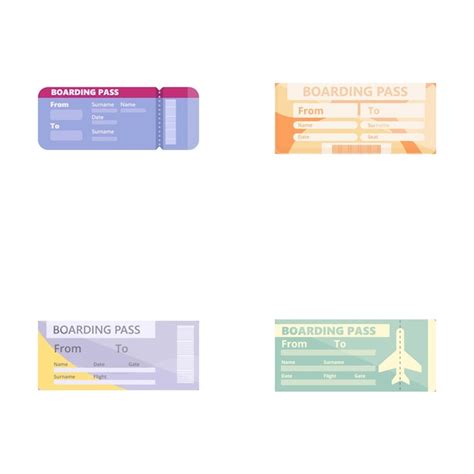 Premium Vector Airline Ticket Icons Set Cartoon Vector Boarding Pass