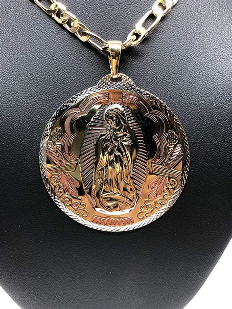 Gold Plated Virgin Mary Pendant Necklace Virgen De Guadalupe Pendant